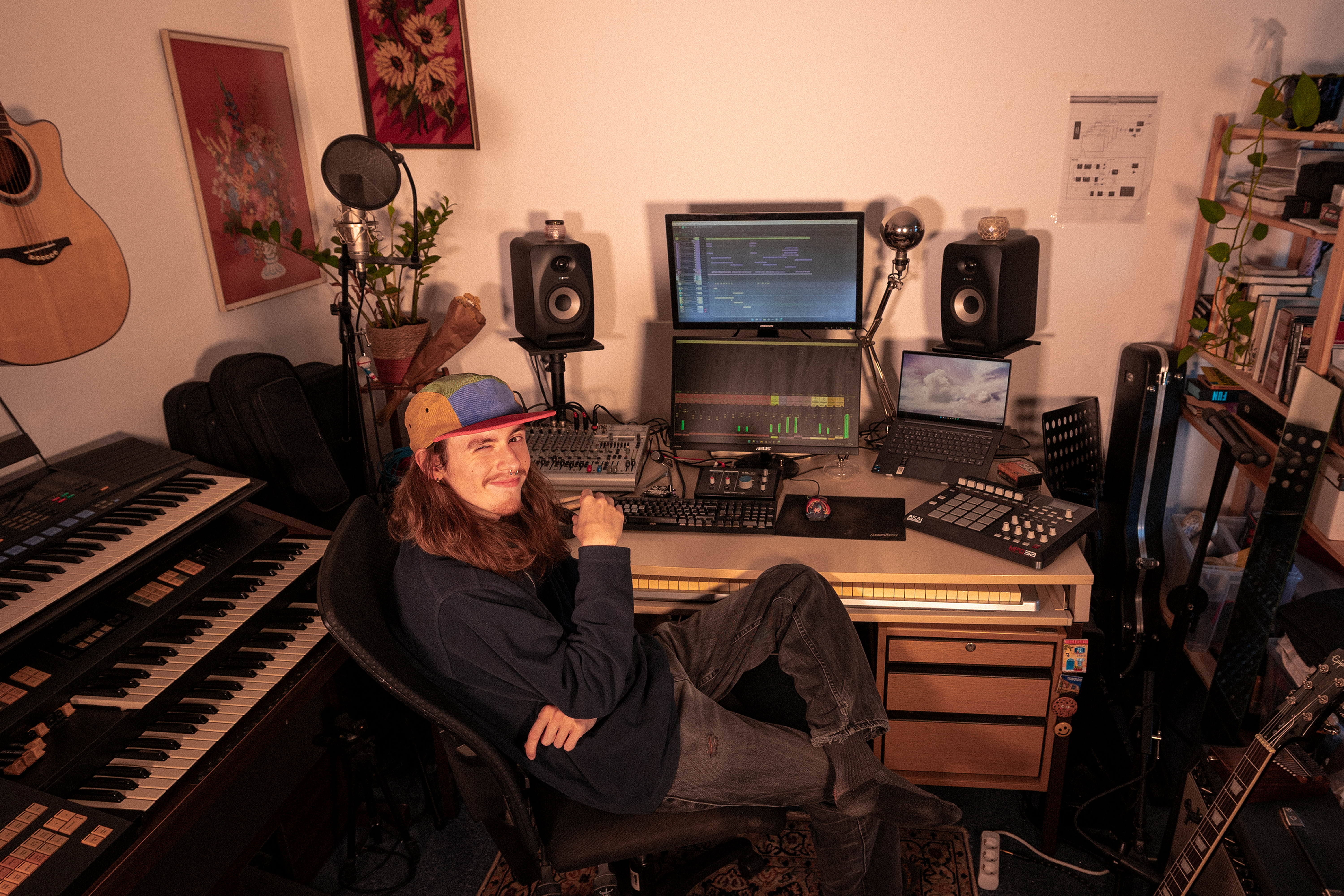 Ben Henneböle at studio desk